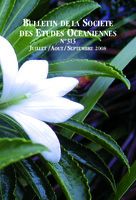 Bulletin de la Société des Études Océaniennes numéro 313