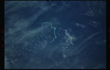 STS055-18-028 - STS-055 - Cloudy Individual Views of the Marshall Island Archipelago, Pacific Ocean