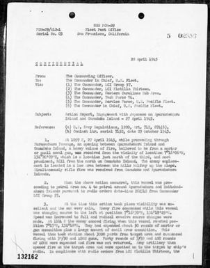 USS PGM-29 - Rep of action in Kuramadaoru Passage, Palau Islands, 4/27/45