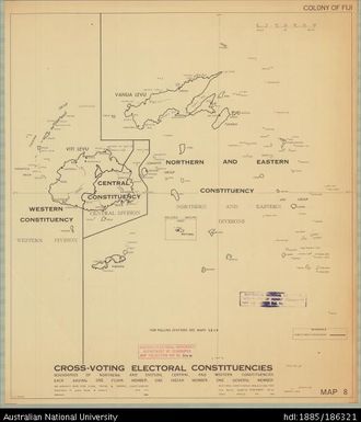 Fiji, Cross-Voting Electoral Constituencies, Administration, Sheet 8, 1966, 1:1 500 000