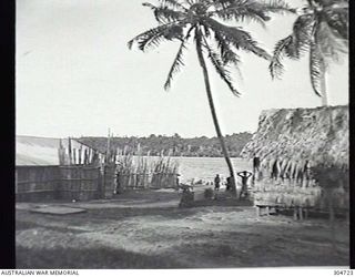 SEGI AREA, NEW GEORGIA, BRITISH SOLOMON ISLANDS PROTECTORATE. C.1944. THE PRISONER OF WAR STOCKADE. (NAVAL HISTORICAL COLLECTION)