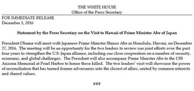 Statement by the Press Secretary