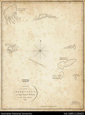 French Polynesia, Chart of the Marquesas, by Capt James Wilson in the Ship DUFF, 1797