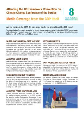 Attending the UN Framework Convention on Climate Change Conference of the Parties - Media Coverage from the COP itself : Pacific Media Mana Kit Factsheet 8