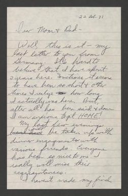 [Letter From Donald F. Baker to His Parents, February 22, 1971]