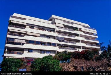 New Caledonia - hotel apartments, balconies with striped pattern