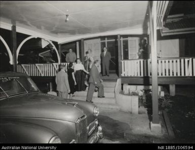 Guests entering a building