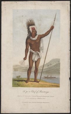 Te Po, a chief of Rarotonga / printed in oil colours by G. Baxter, patentee, from a painting by J. Williams junr