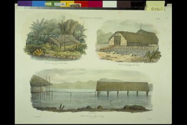 Maison sacree du village de Dorey : Abri des naturels de la Nouvelle Irlande; Maison des naturels du Havre Dorey, Nouvelle Guinee / de Sainson pinx. et del