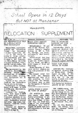 Manzanar Free Press Relocation Supplement Vol. 1 No. 19 (August 22, 1945)