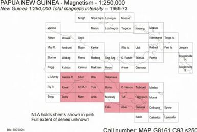 New Guinea 1:250,000 : total magnetic intensity / Department of National Development, Bureau of Mineral Resources, Geology and Geophysics