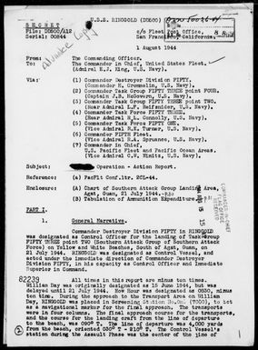 USS RINGGOLD - Report of Operations, 7/21-30/44 - Invasion of Guam Island, Marianas