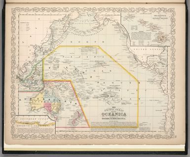 The Pacific Ocean including Oceanica with its several Divisions, Islands, Groups &c. Entered ... 1856 by Charles Desilver ... Pennsylvania. (inset map) The Sandwich of Hawaiian Islands, and (Edge of the) Antarctic Continent.