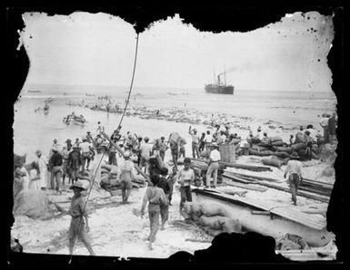 Unloading the longboats