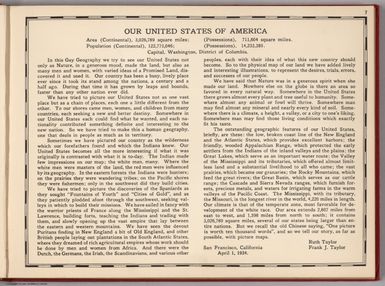 (Text Page) Our United States of America.