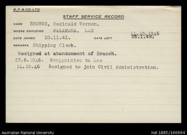 Browne, Reginald Vernon