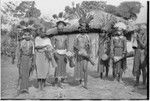 Pig festival, pig sacrifice, Kompiai: decorated men with drums, prepared to dance