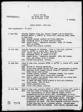 USS LST-241 - Rep of Ops During 6/1-20/44 Including AA Act on 6/17/44, Southeast of Saipan Is, Marianas