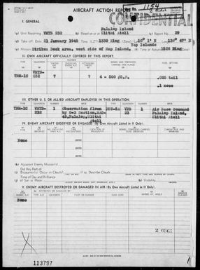 VMTB-232 - ACA resp nos 29-31 â Bombing targets in the Yap Area, Carolines 1/21-23/45