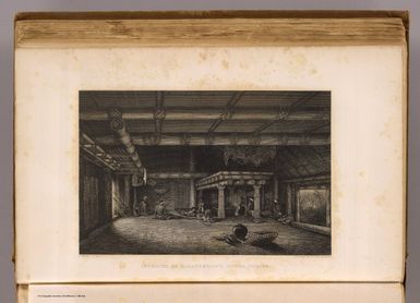 Interior of Garaningiou's house, Feejee. Drawn by A.T. Agate. Engraved by J.F.E. Prudhomme. (Philadelphia: Lea & Blanchard. 1845)
