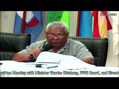 11th OEK, The Senate EPUT Committee Meeting with PPUC, Minister Obichang, & Director Melairei