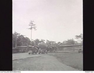 MILNE BAY, PAPUA, 1942. BI7 AIRCRAFT IN DISPERSAL BAY ON NO. 3 AIRSTRIP (TURNBULL FIELD). (DONOR: T.G. JONES)