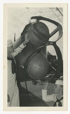 [Sailors in Front of Mini Submarine]
