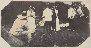 People in a forest clearing. From the album: Cook Islands