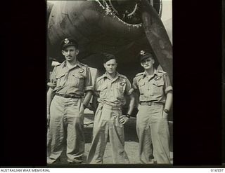 New Guinea. 1944-02-20. RAAF members are now flying American Liberator aircraft operating in New Guinea. Every state except Tasmania is represented in the Liberator crews. Left to right: Pilot ..