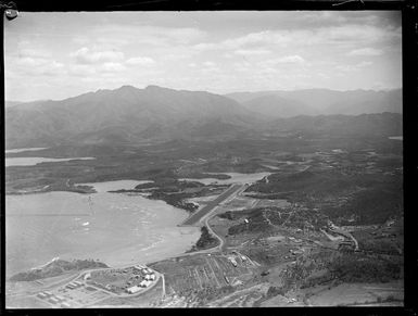 Magenta Bay Airfield with military camp in foreground, Noumea, New Caledonia