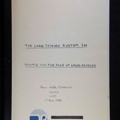 The land tenure system in Vanuatu and the role of lands referee by Marie-Noelle Ferrieu, 1988