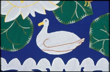 Tivaevae by Teina Tetupuariki (detail: duck and flower)