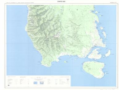 Carte de la Mélanésie au 1100.000 Archipel des Nouvelles Hebrides: Santo-Sud (5)