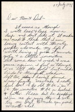 [Letter From Donald F. Baker to His Parents, July 27, 1971]
