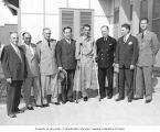 Congressman Henry M. Jackson and members of the U.S. Congressional delegation with U.S. Navy officials and Ingulad Thomas Kongsgaard, an amputee soldier, during a visit to the U.S. Navy hospital, Pearl Harbor, Hawaii, July 13, 1945