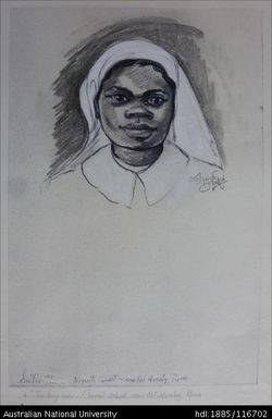 a teaching nun [Sr Flavia], Convent school - near Pt Moresby, Papua