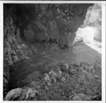 Three squares in cave of Te Ana Pu, Aukena, laid out and ready for excavation, viewed from above