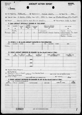 VMSB-231 - ACA Reps Nos 220-224 – Air opers against the Marshall Islands, 3/1-5/45