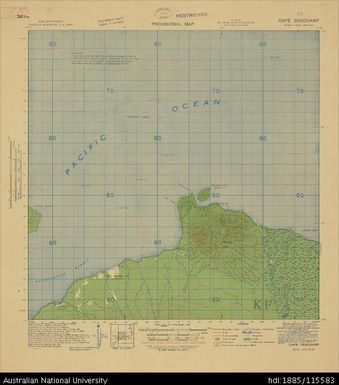 Papua New Guinea, New Britain, Cape Deschamp, Provisional map, Sheet B56/1, 1308, 1943, 1:63 360