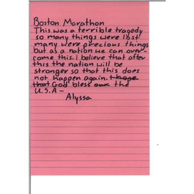 Letter of sympathy from a youth student at a camp in Guam