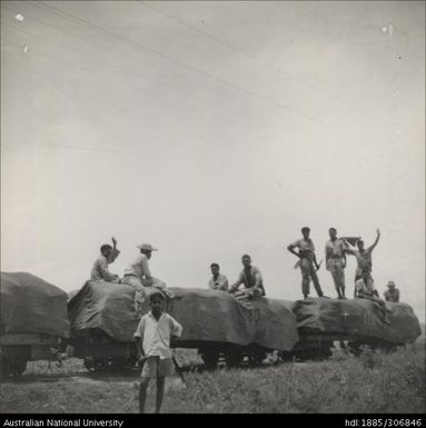 Workers riding the train