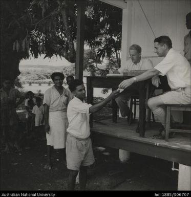 Farmers collecting wages