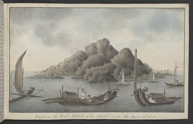 Artist unknown: Gesigt van het Eiland Otahiti op den Afstand van eene See Myl in het Z. O. [1774. Copied ca 1785]