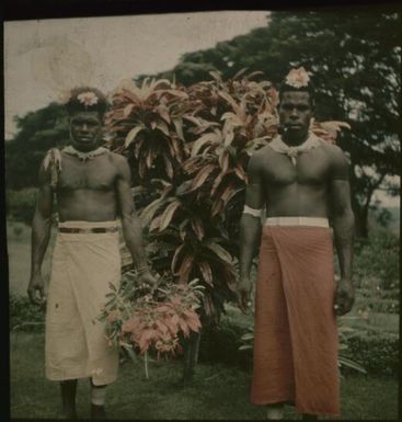 Two men in the Chinnery garden, Malaguna Road, Rabaul, New Guinea, ca. 1935 / Sarah Chinnery