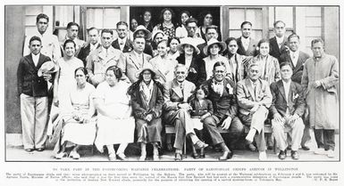 To take part in the forthcoming Waitangi celebrations: party of Rarotongan chiefs arrives in Wellington