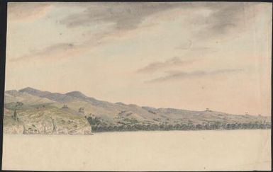 The western head of Tarra and the district of Oparre, from anchor in Matavai Bay, Tahiti / George Tobin