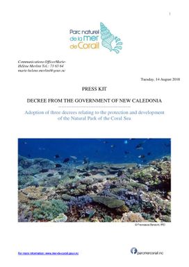 Adoption of three decrees relating to the protection and development of the Natural Park of the Coral Sea.