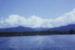 [View of] East coast of Bougainville [from sea], showing central mountain range, [Papua New Guinea, 1963?]