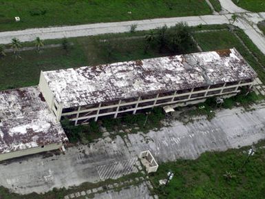 An aerial photograph of Marbo Annex on the island of Guam taken from a CH-53D Sea Stallion helicopter from HMH-463, Aviation Support Element, Kaneohe Bay Hawaii. Marbo Annex was used as a landing zone during Exercise KOA THUNDER 2001. Marines from Aviation Support Element, Kaneohe Hawaii, 1ST Marine Air Wing, Okinawa, Japan, and 3rd Marines 7th Battalion, 29 Palms, California, participated in KOA THUNDER on the island of Guam from July 9 to July 14. The purpose of the exercise was to demonstrate the Marine Corps' ability to deploy in the South Pacific from places other than Okinawa, Japan