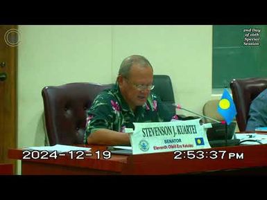 Palau National Congress | 11th OEK, The Senate 2nd Day of 16th Special Session